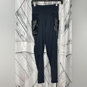 FUNARI LEGGINGS w/FAUX LEATHER POCKETS Size S